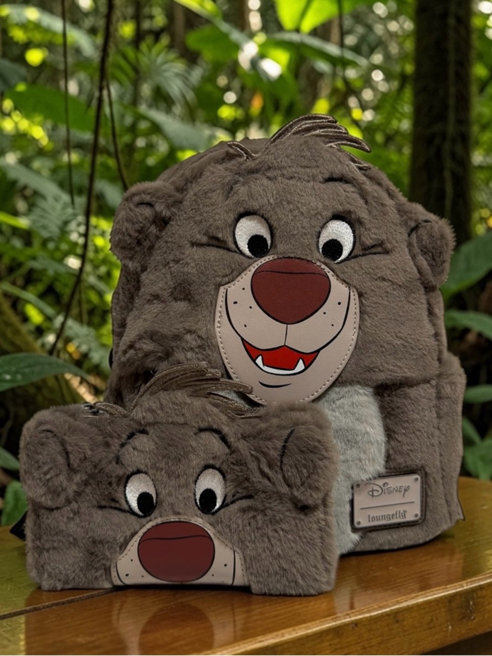Disney Baloo Plush Backpack & Wallet Set Loungefly NWT